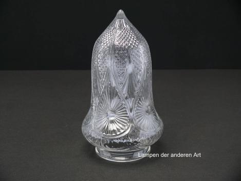 Pressglasschirm mit nachempfundenem Schliffmuster Strahlen und Rauten, Griffrand 8cm