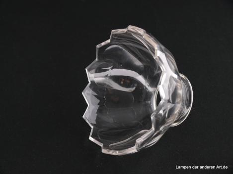 3-er Set Jugendstil Lampenschirm gebraucht, Klarglas, Wandung mit abgerundeten Paneelen geschliffen, unterer Rand in Dreieckform abschließend, Nostalgie Ersatzglas D: ca.11cm, H: ca.18cm, Griffrand Glashalter 8cm, seitlich