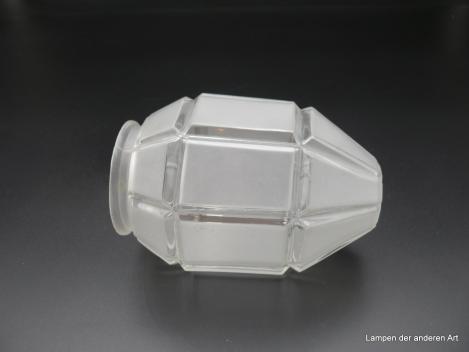 Art Deco Lampenschirm gebraucht, Glas, Prismenform, Flächen satiniert, Ersatzglas D: 11cm, H: 17cm , Griff-Rand 8cm liegend
