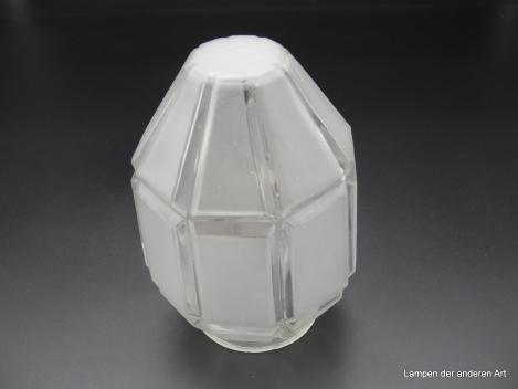 Art Deco Lampenschirm gebraucht, Glas, Prismenform, Flächen satiniert, Ersatzglas D: 11cm, H: 17cm , Griff-Rand 8cm