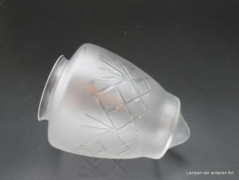 Jugendstil Lampenschirm gebraucht, grausatiniert geschliffen D: 12cm, H: 16cm, Griff-Rand: 8cm liegend