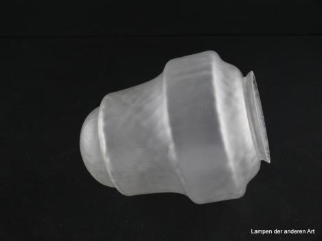 Jugendstil Lampenschirm gebraucht, Glas grau satiniert, Zapfe dreifach gestuft, kuppelartiger Abschluss, genarbte Oberflächenstruktur, Nostalgieschirm, Ersatzglas für alte Lampen, D: ca.12cm, H: ca.16cm, Glashalter Griffrand 8cm, seitlich