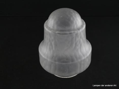 Jugendstil Lampenschirm gebraucht, Glas grau satiniert, Zapfe dreifach gestuft, kuppelartiger Abschluss, genarbte Oberflächenstruktur, Nostalgieschirm, Ersatzglas für alte Lampen, D: ca.12cm, H: ca.16cm, Glashalter Griffrand 8cm