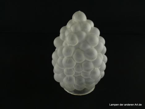 Jugendstil Lampenschirm gebraucht, Glas satiniert grau, der Form einer Weintraube nachempfunden, Ersatzglas für alte Lampen, D: ca.12cm, H: ca.18cm, Glashalter Griffrand 8cm