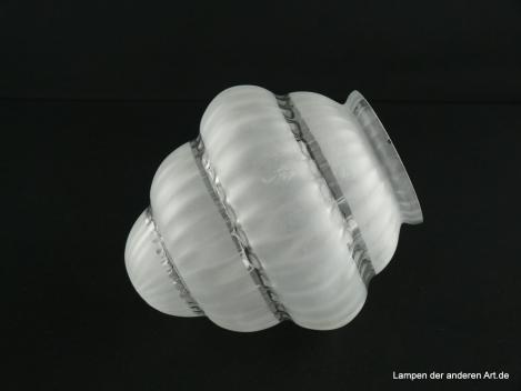 2-er Set Jugendstil Lampenschirm gebraucht, Glas grau satiniert, runde, sich verjüngende Form, dreifach gestuft, in den drei Kehlen Klarglas, Nostalgie Ersatzglas, D: ca.13,5cm, H: ca.15cm, Glashalter Griffrand 8cm, seitlich