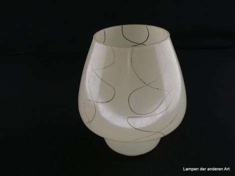 Art Deco Lampenschirm gebraucht, Form ähnlich Cognakschwenker, Farbe gelb, Dekor durchsichtige Spiralen, Ersatzglas D: ca.13cm, H: ca.16cm, ohne Griffrand, Loch 50mm