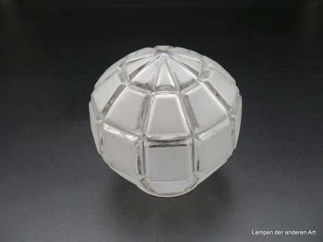 Art Deco Lampenschirm gebraucht, Prismen Glaskugel, Flächen satiniert, Ersatzschirm D: 13cm H: 14cm , Griffrand 8cm