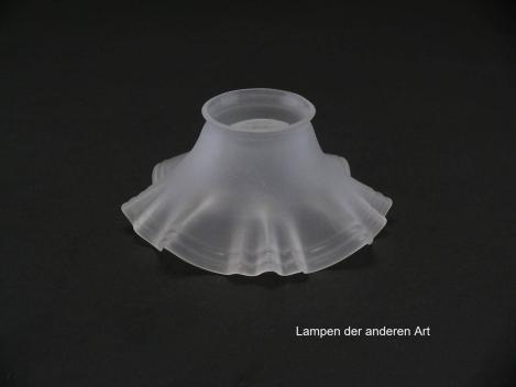 2-er Set Jugendstil Lampenschirm gebraucht, Glas satiniert, kegelförmig aufgezogene Wandung, im Rand zweifach gerillt, Nostalgie Ersatzglas, D: ca.14cm, H: ca.6,5cm, Glashalter Griffrand Ø 6cm, einzeln stehend