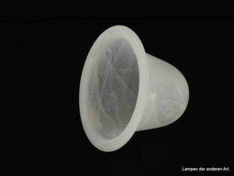 Lampenschirm gebraucht, Glas matt weiß, glatte Wandung, ausgestellter Abschlussrand, zylindrische Form, Nostalgie Ersatzglas, D: ca. 14cm, H: ca.10cm, ohne Glashalter Griffrand, Loch 30mm, nur für E14 oder Bajonettfassung, liegend