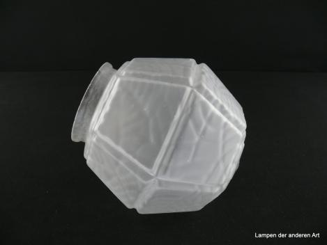 Art Deco Lampenschirm gebraucht, Prismen Glaskugel, Flächen satiniert und leicht strukturiert, Ersatzschirm D: 14cm H: 14cm , Griffrand 8cm , liegend