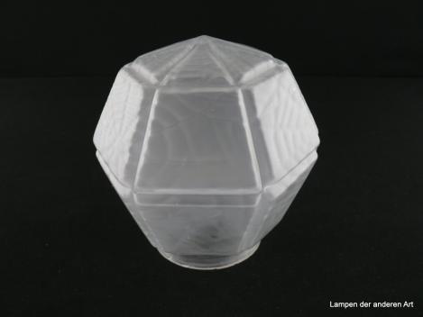 Art Deco Lampenschirm gebraucht, Prismen Glaskugel, Flächen satiniert und leicht strukturiert, Ersatzschirm D: 14cm H: 14cm , Griffrand 8cm