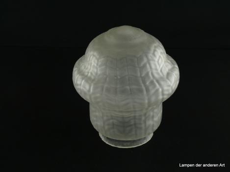 4-er Set Jugendstil Lampenschirm gebraucht, Glas grau satiniert, Zapfe mehrfach eingeschnürt, kuppelartiger Abschluss, Oberflächenstruktur Rhombenmuster, Nostalgieschirm, Ersatzglas für alte Lampen, D: ca.14cm, H: ca.15cm, Glashalter 8cm, einzeln