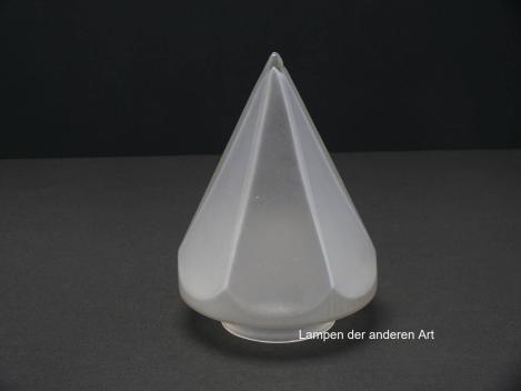 Jugendstil Lampenschirm gebraucht, antikes geschlossenes Glas, satiniert grau, spitz zulaufende Zapfenform, kantige Wandung, Nostalgie Ersatzschirm D: ca.14cm, H: ca.18cm, Griffrand 8cm