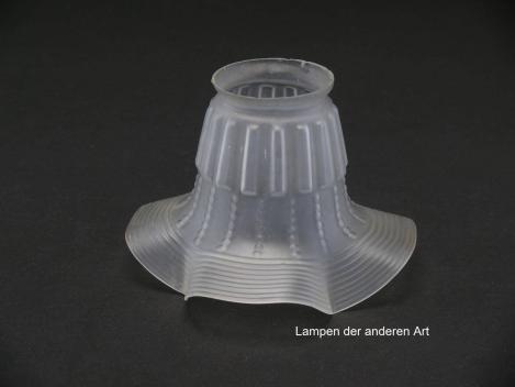 antiker Jugendstil Lampenschirm gebraucht, Glas satiniert, Wandung plastisch mit drei verschiedenen Dekoren verziert, Nostalgie Ersatzglas, D: ca.14,5cm, H: ca.10cm, Glashalter Griffrand Ø 6cm