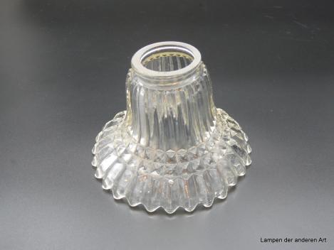 Jugendstil Lampenschirm gebraucht Klarglas, Pressglas,  D: 15cm H: 11cm , Griff-Rand 6cm