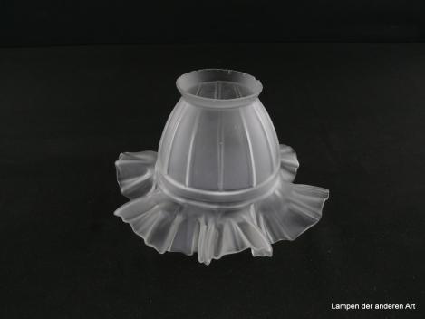 Jugendstil Lampenschirm gebraucht, schlanke Blütenform, Glas satiniert grau,   D: 16cm H: 11cm , Griff-Rand 6cm
