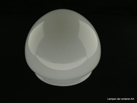 Jugendstil Lampenschirm gebraucht, Glas opal weiß, geschlossene Kuppel, leicht ovale Form, Nostalgie Ersatzschirm D: 17cm, H: 14cm, Glashalter Griffrand 15cm