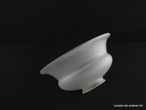 3-er Set Jugendstil Lampenschirme gebraucht, Glas satiniert grau, mittig eingeschnürte Glockenform, Schirm 1 - Riss am Griffrand, liegend