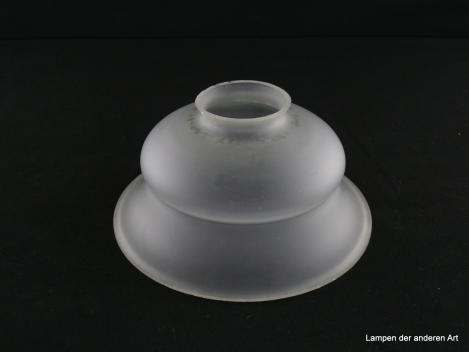 3-er Set Jugendstil Lampenschirme gebraucht, Glas satiniert grau, mittig eingeschnürte Glockenform, Schirm 1 - Riss am Griffrand