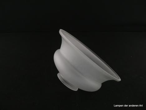 3-er Set Jugendstil Lampenschirme gebraucht, Glas satiniert grau, mittig eingeschnürte Glockenform, Schirm 3 - Kratzer, Chip am Rand, liegend
