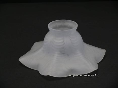 2-er Set antike Jugendstil Ersatzgläser, satinierter Grund, strukturierte Oberfläche, spitz zulaufende Blütenblätter, Kelch weit geöffnet, Glashalter 6cm, einzeln