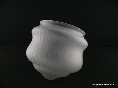 Jugendstil Lampenschirm gebraucht, geschlossenes Glas grau satiniert mit Strukturoberfläche, Zylinder im oberen Bereich geschnürt, im unteren Teil gestuft, fast spitz auslaufend, Nostalgie Ersatzglas D: 19cm, H: 17cm, Glashalter Sondergröße 16cm, liegend