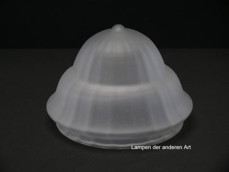 antiker Jugendstil Lampenschirm gebraucht, geschlossene Kuppel, grau satiniert, zweifach gestuft, verjüngende Form, Nostalgie Ersatzglas, D: ca.22cm, H: ca.15cm, Glashalter Griffrand Ø 20cm