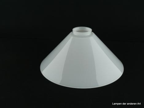 Jugendstil Lampenschirm gebraucht, Glas opal weiß, Kegelform, Ersatzschirm, D: ca.24,5cm, H: ca.11cm, Glashalter Griffrand 6cm