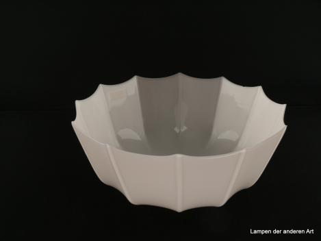 Jugendstil Lampenschirm gebraucht, Glas zart rosa, Form eines aufgespannten Regenschirmes, regelmäßig gekniffene Wandung, Nostalgie Ersatzschirm D: ca.26cm, H: ca.13cm, Glashalter Griffrand 6cm, von unten