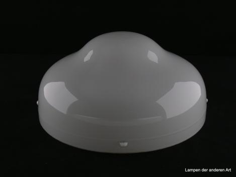 Jugendstil Lampenschirm gebraucht, Glas, ähnlich Siemens Luzette, Unterteil opal weiß, schalenartiges Glas mit vier Noppen, welche in die Vertiefungen am oberen Glas einrasten