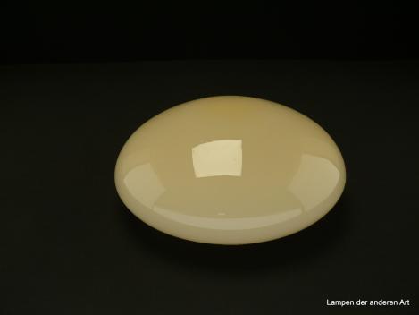 Jugendstil Lampenschirm gebraucht, geschlossenes Glas farbig - helles elfenbein, Kuppelschirm, Nostalgie Ersatzglas, D: ca. 24cm, H: ca.10cm, Achtung Sondergröße Glashalter Griffrand gemessen 17,3cm