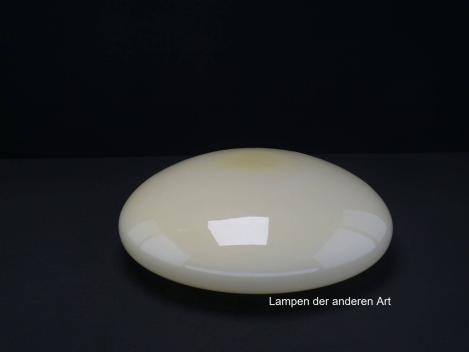 Lampenschirm gebraucht, Glas elfenbeinfarbig, geschlossener Kuppelschirm, D: ca.30cm H: ca.10cm, Ersatzglas für alte Lampen, Glashalter Griffrand 20cm