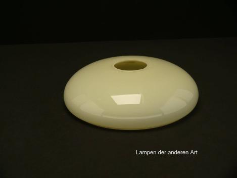 5-er Set Art Deco Lampenschale gebraucht, Glas, elfenbeinfarben, glatte glänzende Oberfläche, Nostalgie Ersatzglas D: ca.22cm, H: ca.6cm, ohne Glashalter Griffrand, Loch ca. 45mm, einzeln