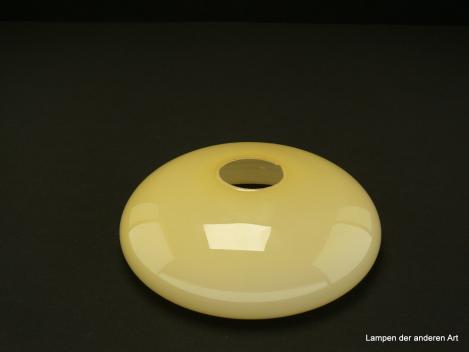 3-er Set Art Deco Lampenschale gebraucht, Glas, elfenbeinfarben, glatte glänzende Oberfläche, Nostalgie Ersatzglas D: ca.22cm, H: ca.6cm, ohne Glashalter Griffrand, Loch ca. 45mm, einzeln
