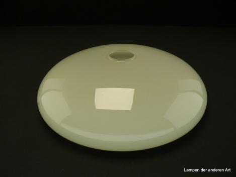 Art Deco Lampenschale gebraucht, Glas, elfenbeinfarben, glatte glänzende Oberfläche, Nostalgie Ersatzglas D: ca.35cm, H: ca.9,5cm, ohne Glashalter Griffrand, Loch ca. 48mm