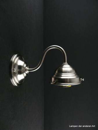 Schlichte Wandleuchte gefertigt aus Messing - matt vernickelt, zeitlose Wandleuchte, mit verschiedenen Schirmen kombinierbar, 1xE27/40W, Glashalter 8cm