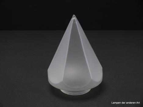 Art Deco Lampenschirm gebraucht, Glas satiniert grau, Spitzkegel, angeschrägte Flächen, antik, Nostalgie Ersatzschirm D: ca.14cm, H: ca.17cm, Glashalter Griffrand 8cm, herstellungsbedingte Lufteinschlüsse