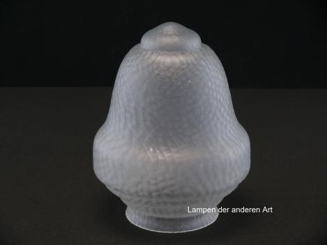 Preview: 3-er Set Jugendstil Lampenschirm gebraucht, Glas grau satiniert, genarbte Oberflächenstruktur, Zapfenform teils geschnürte Wandung, Nostalgie Ersatzglas, D: ca.13cm, H: ca.16cm, Glashalter Griffrand Ø8cm, einzeln