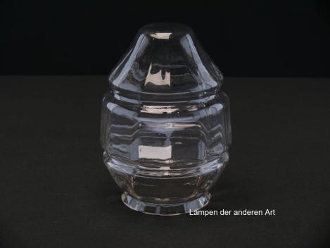 Jugendstil Lampenschirm gebraucht, antik, Glas klar, Zapfenform, abgeflachte Spitze,  zweifache Schnürung der Wandung, Nostalgie Ersatzglas D: ca.10cm, H: ca.15cm, Glashalter Griffrand ø8cm