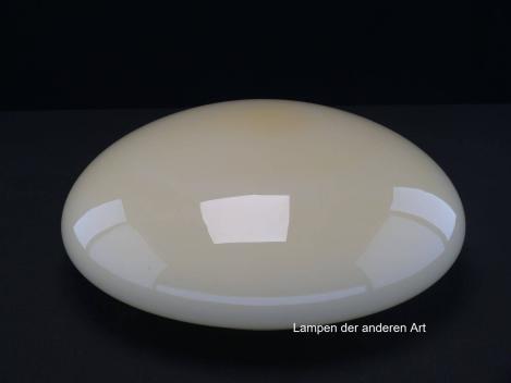 Lampenschirm gebraucht, runde Form, geschlossenes gewölbtes Glas, elfenbeinfarben, antikes Ersatzglas, D: ca.30cm, Höhe ca.11cm, Glashalter Griffrand Ø20cm
