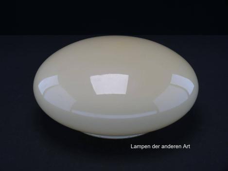 Lampenschirm gebraucht, runde Form, geschlossenes gewölbtes Glas, elfenbeinfarben, antikes Ersatzglas, D: ca.25cm, Höhe ca.11cm, Glashalter Griffrand Ø15cm