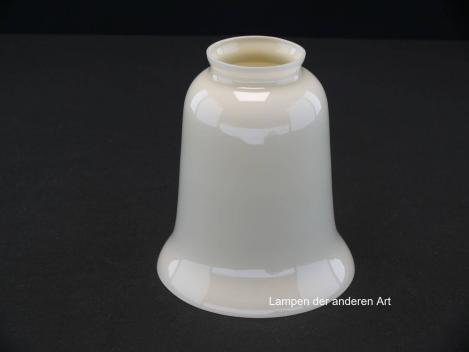 Jugendstil Lampenschirm gebraucht, Glas elfenbeinfarben glänzend, glatte Wandung, Tulpenform, Ersatzglas für alte Lampen, D: ca.12cm, H: ca.13cm, Glashalter Griffrand Ø6cm