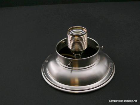 Art Deco Deckenlampengestell Messing matt vernickelt, 1xE27/40W, D: 15,5cm, H: 5,5cm