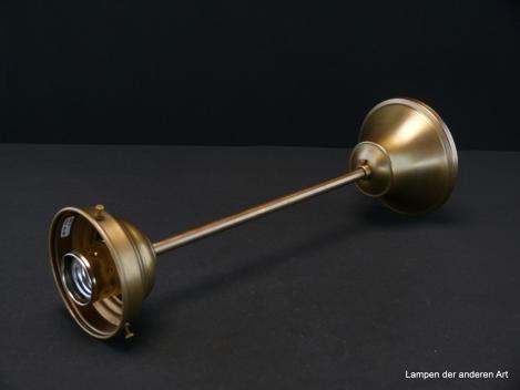 Jugendstil Stableuchtengestell aus Messing goldbraun patiniert 1xE27/40W, Glashalter Ø 8cm, schlichter Baldachin mit großem Klemmraum, Form passend auch für Schirme aus dem Art Deco