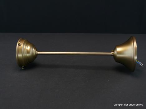 Preview: Jugendstil Stableuchtengestell aus Messing goldbraun patiniert 1xE27/40W, Glashalter Ø 8cm, schlichter Baldachin mit großem Klemmraum, Form passend auch für Schirme aus dem Art Deco, seitlich