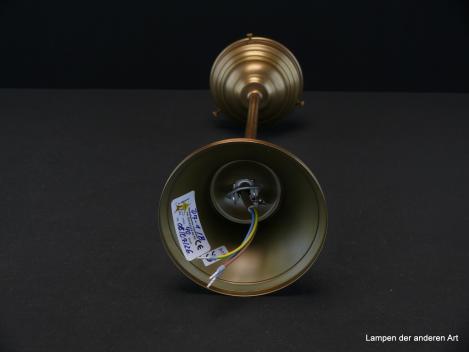 Preview: Jugendstil Stableuchtengestell aus Messing goldbraun patiniert 1xE27/40W, Glashalter Ø 8cm, schlichter Baldachin mit großem Klemmraum, Form passend auch für Schirme aus dem Art Deco, Detail Aufhängung