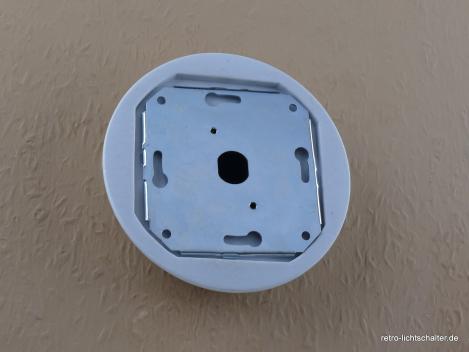 Preview: Garby Aus-Wechsel Porzellandrehschalter weiß im Einfachrahmen Porzellan weiß von hinten