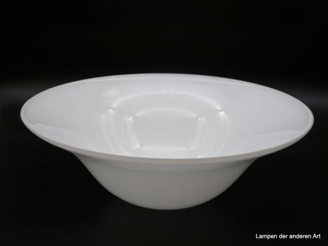 Jugendstil Lampenschirm, Replik, Glas weiß opal, D: 40cm, H: 14cm, ohne Griffrand Loch 45mm von unten