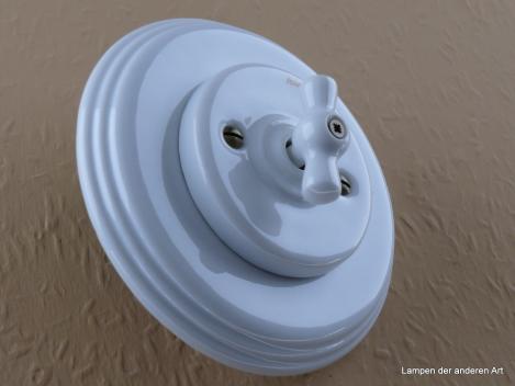 Garby Colonial Aus-Wechsel Porzellandrehschalter weiß im Einfachrahmen Porzellan weiß