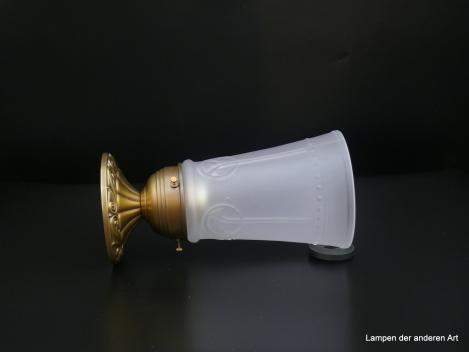 Jugendstil Deckenlampe aus hellem Messing mit typischen Art Nouveau Ornamenten Griff-Rand 6cm 1xE27/40W liegend